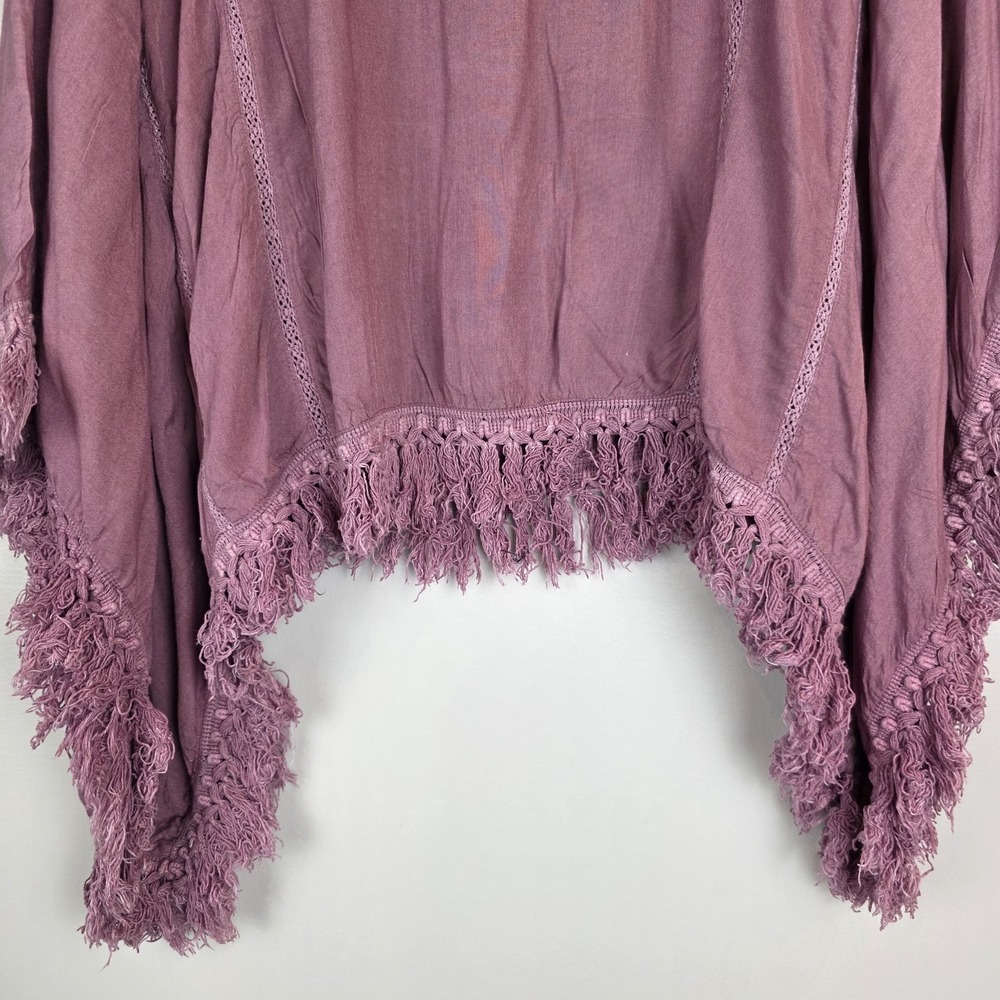 EARTHBOUND Mauve Pink Fringed Boho Blouse - Picture 12 of 14